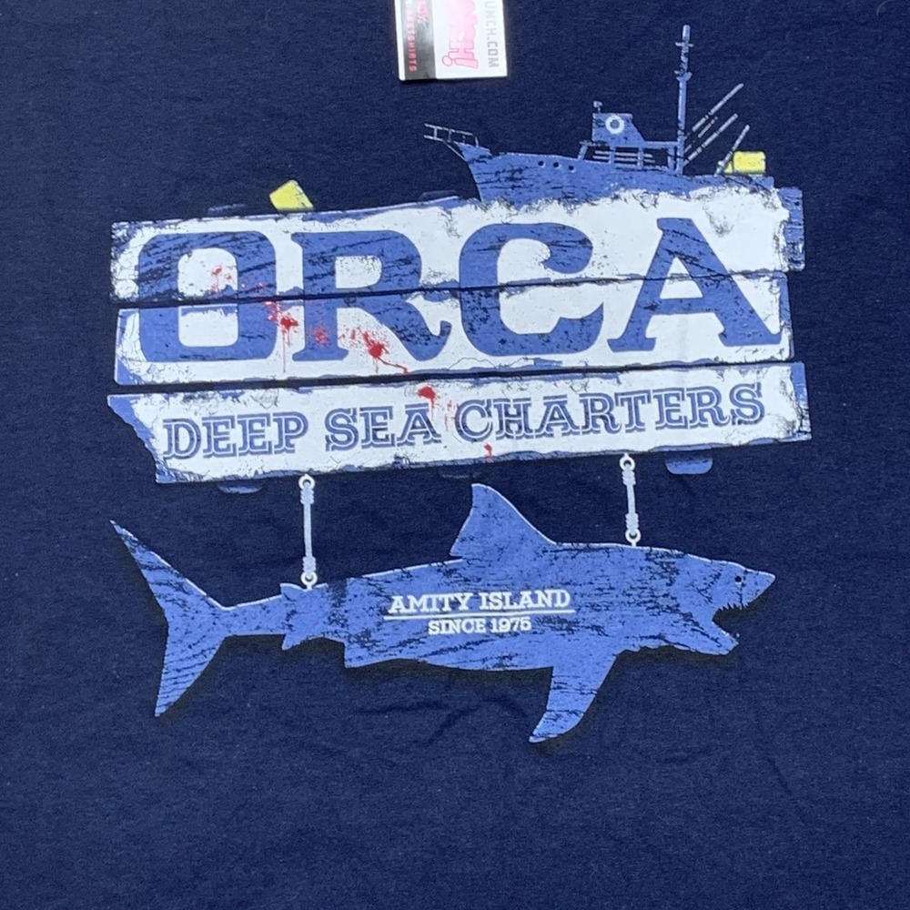 JAWS "Orca Deep Sea Charters" Horror Nerd Block T-Shirt - Size 4XL 100% Cotton